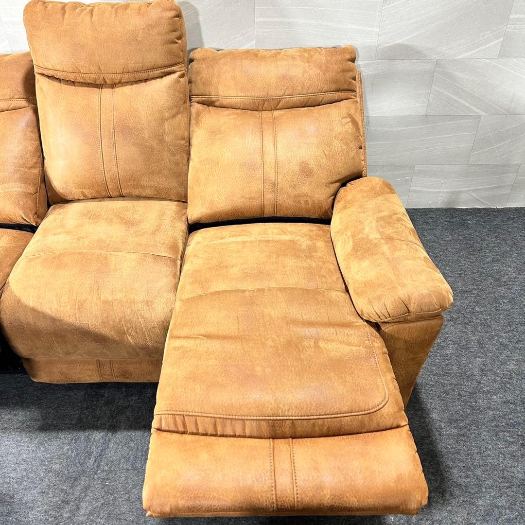 3人用電動ソファ リクライニングソファ レザーファブリック d5094