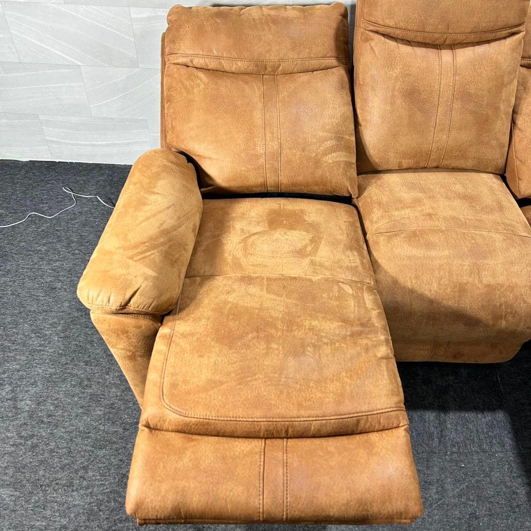 3人用電動ソファ リクライニングソファ レザーファブリック d5094