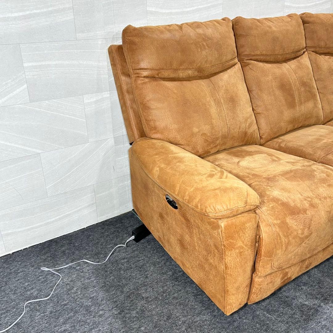 3人用電動ソファ リクライニングソファ レザーファブリック d5094