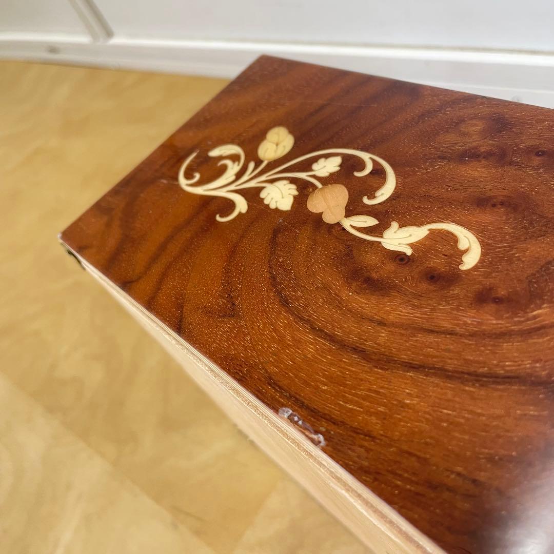イタリア製 象嵌 ティッシュケース 木製ティッシュボックス アンティーク調