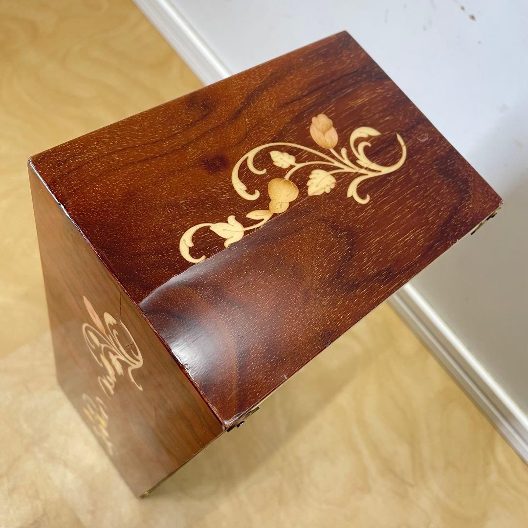 イタリア製 象嵌 ティッシュケース 木製ティッシュボックス アンティーク調