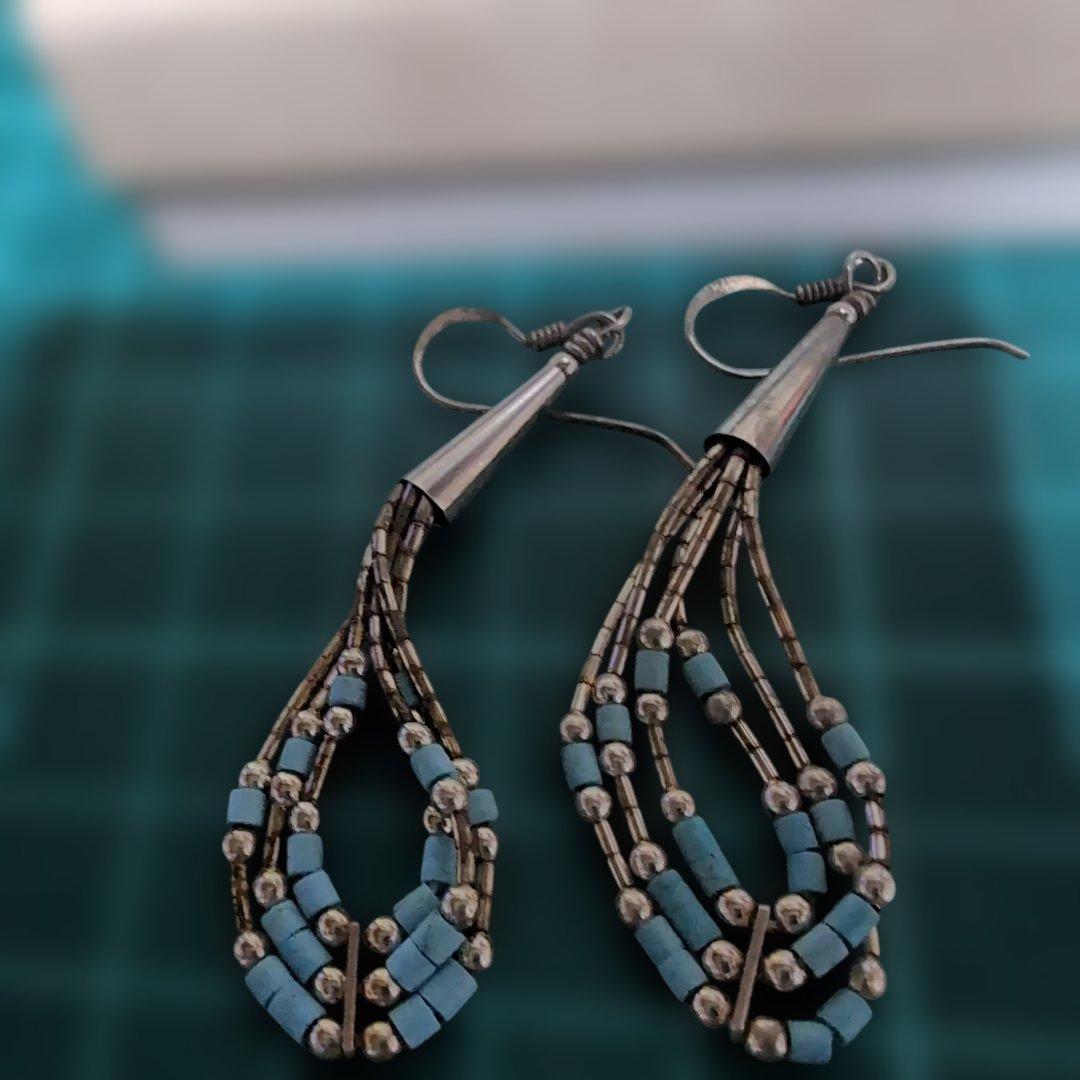 ナバホ族 リキッドシルバーターコイズ ピアス