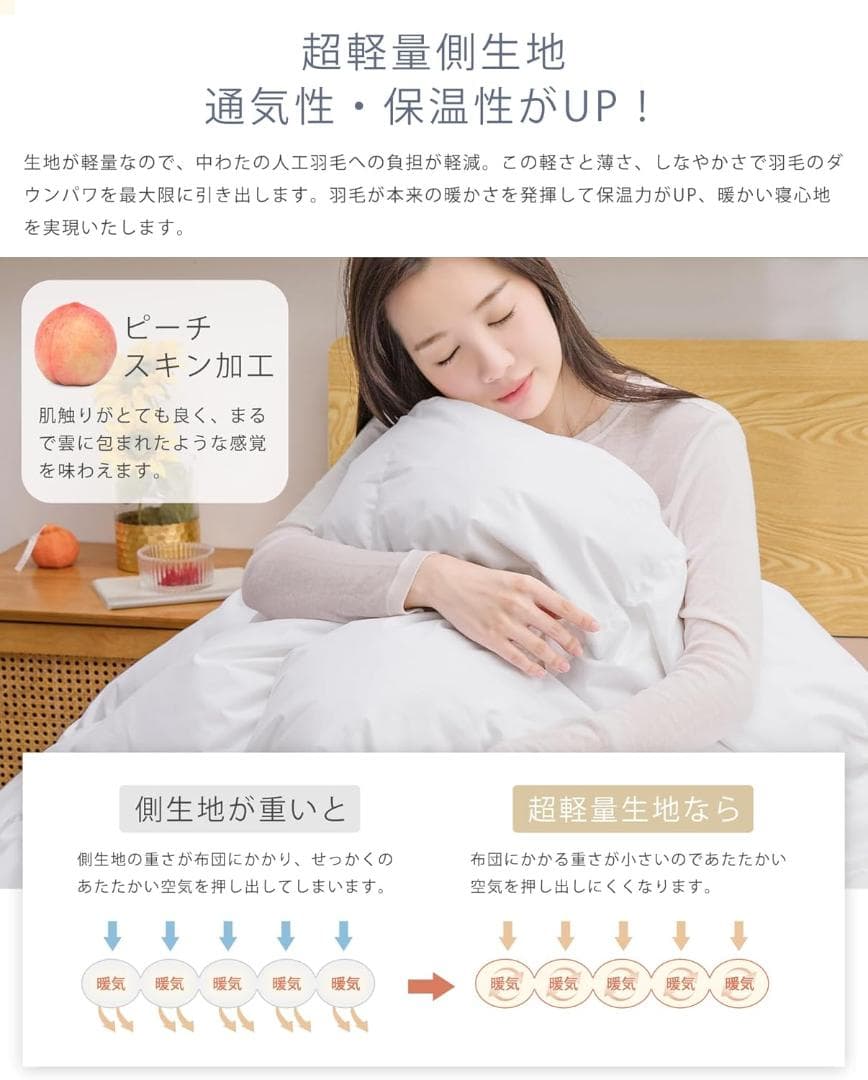 【新品】150×210 シングル2枚セット 羽毛布団 超軽量 肌掛け布団 ふとん