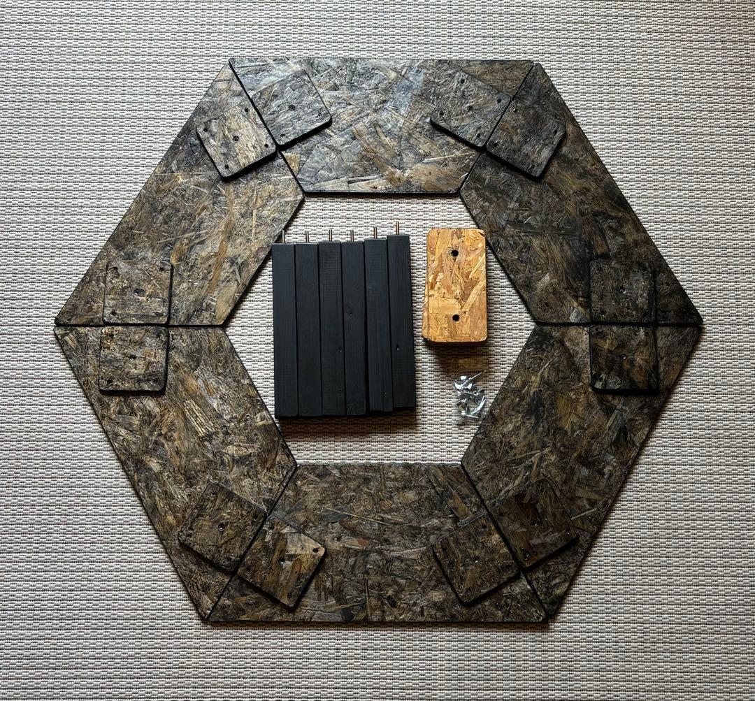 ヘキサテーブル50センターテーブル付き スケルトンブラック塗装