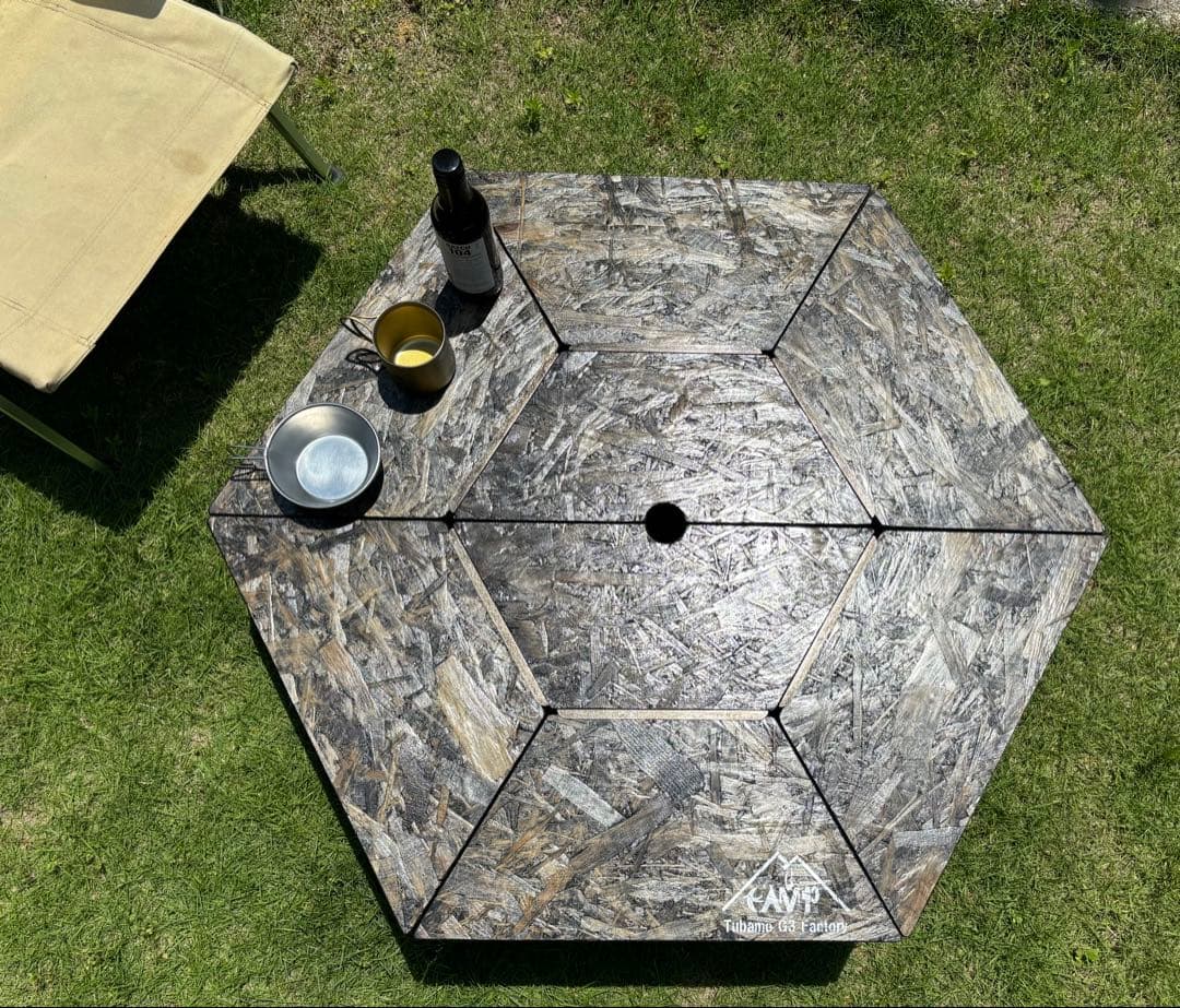 ヘキサテーブル50センターテーブル付き スケルトンブラック塗装