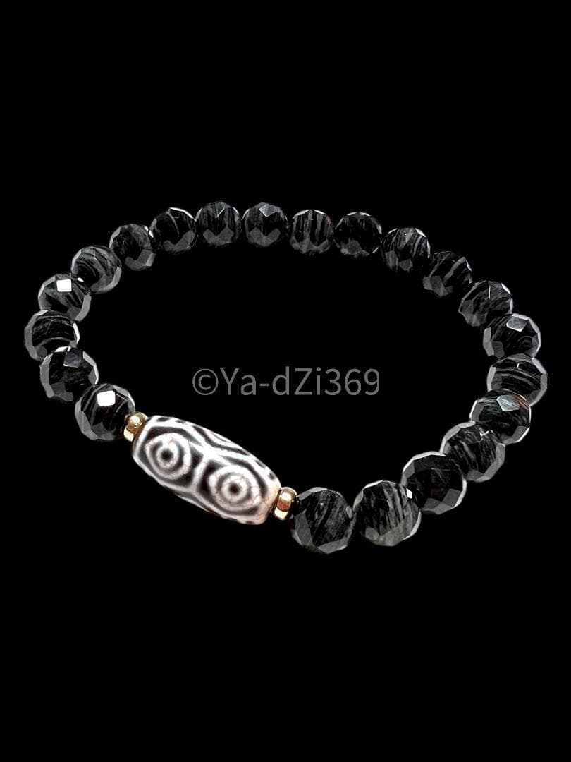【 高品質 】dZi ジービーズ 西蔵 老玉髄 血糸龍紋 黒龍眼天珠のブレス