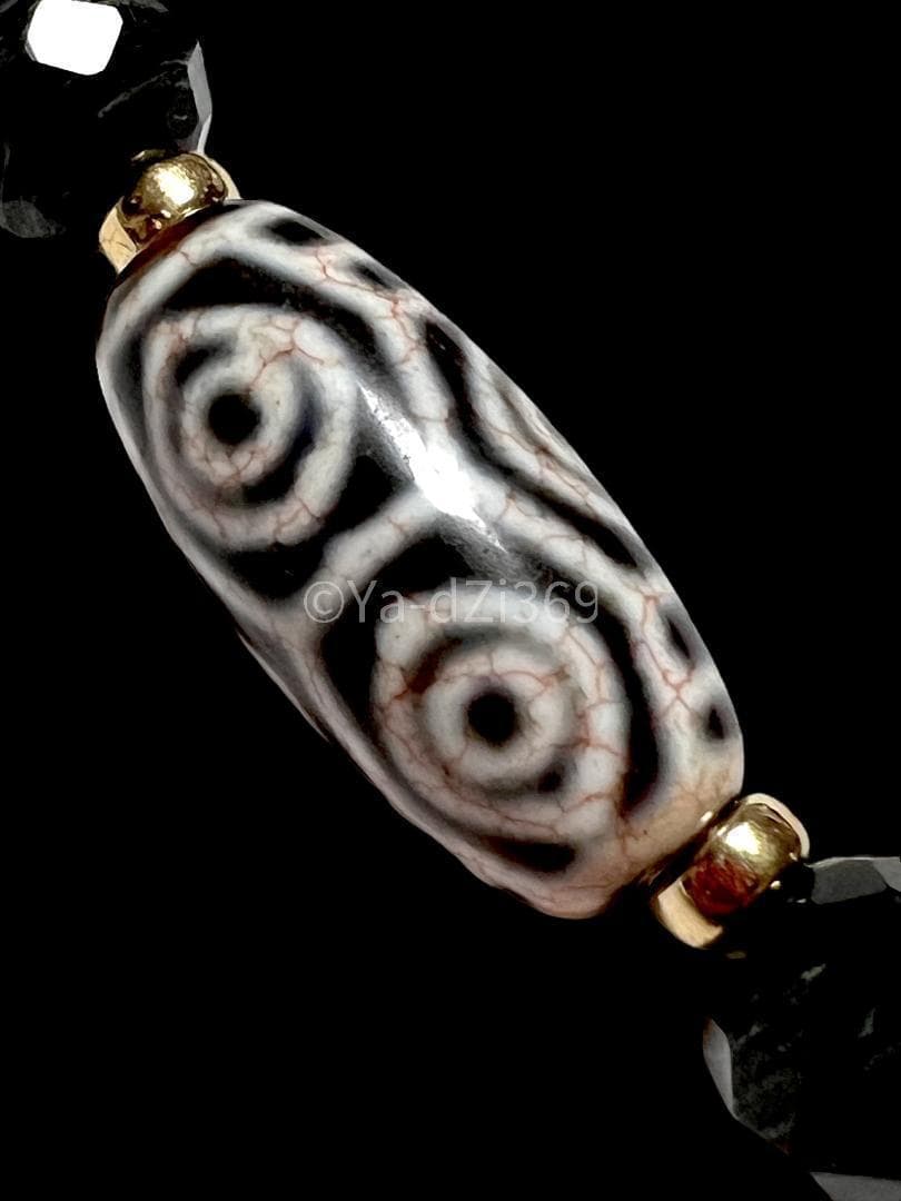 【 高品質 】dZi ジービーズ 西蔵 老玉髄 血糸龍紋 黒龍眼天珠のブレス