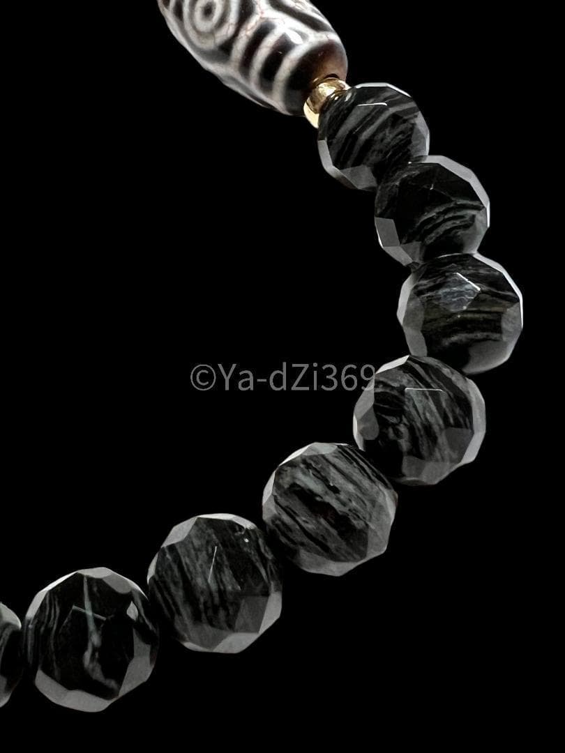 【 高品質 】dZi ジービーズ 西蔵 老玉髄 血糸龍紋 黒龍眼天珠のブレス