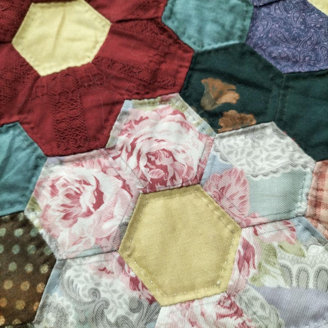 パッチワーク☆タペストリー☆フリーマット☆ヘキサゴン☆花籠