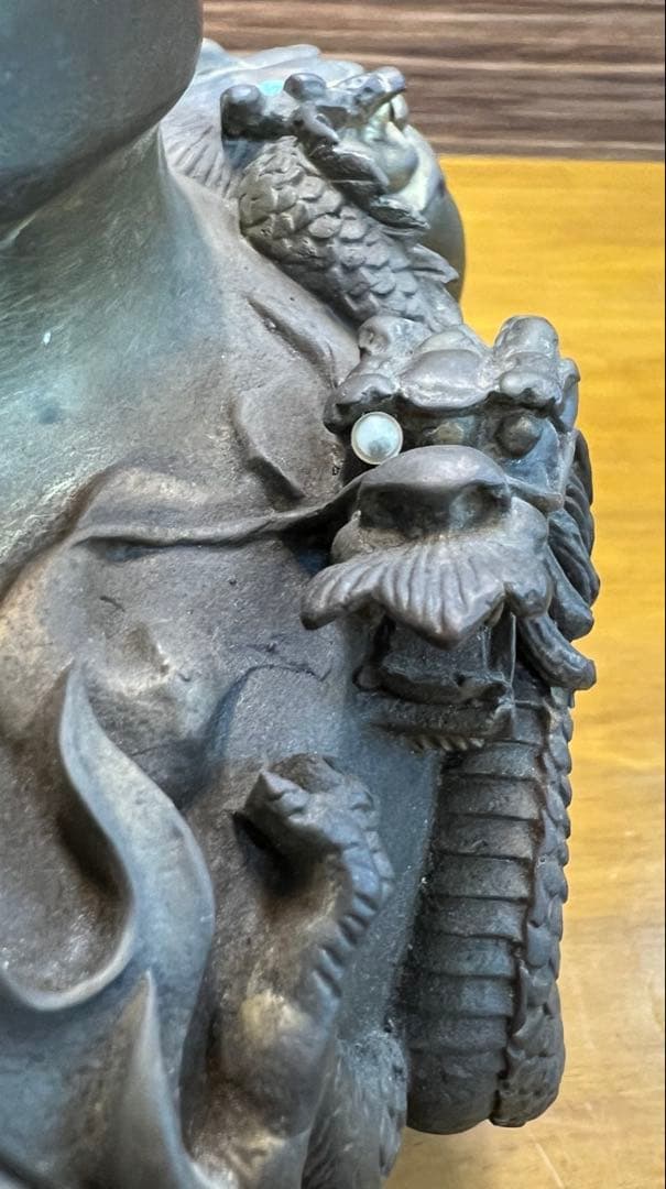 大明宣徳年製　龍香炉　三足　翡翠玉　香道具　中国