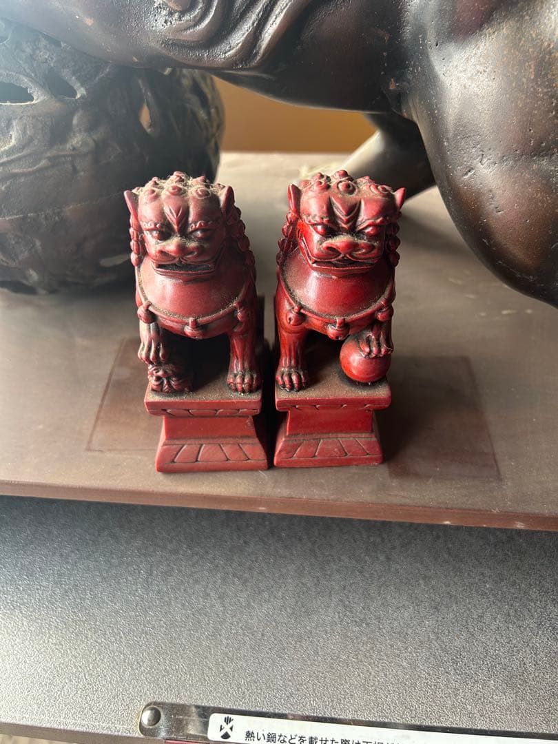 昭和レトロ 大型￼ 鉄製　￼金属工芸　玉乗り獅子像　狛犬像　置物　オブジェ