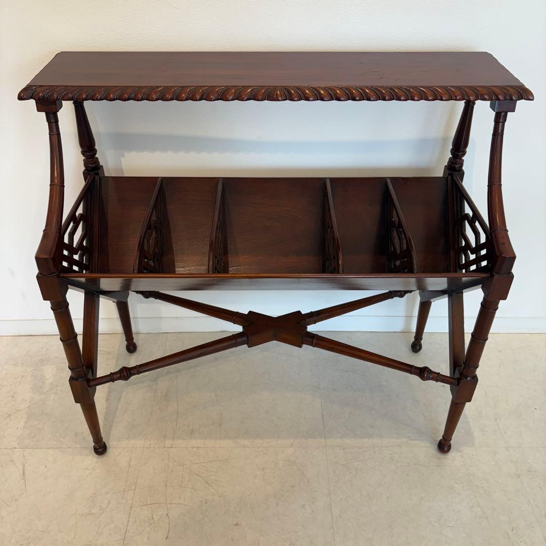 マホガニー材 ブックトローフ チッペンデール様式　イギリス　オープンシェルフ