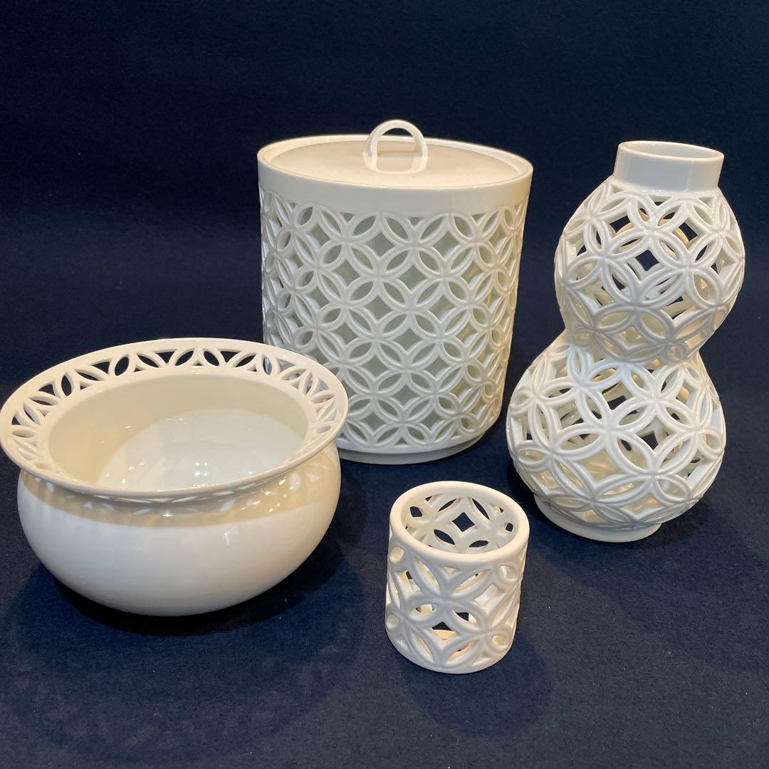 茶道具 皆具【横石 嘉助】の【平戸白磁 七宝透 皆具】共箱 美品 - メルカリ