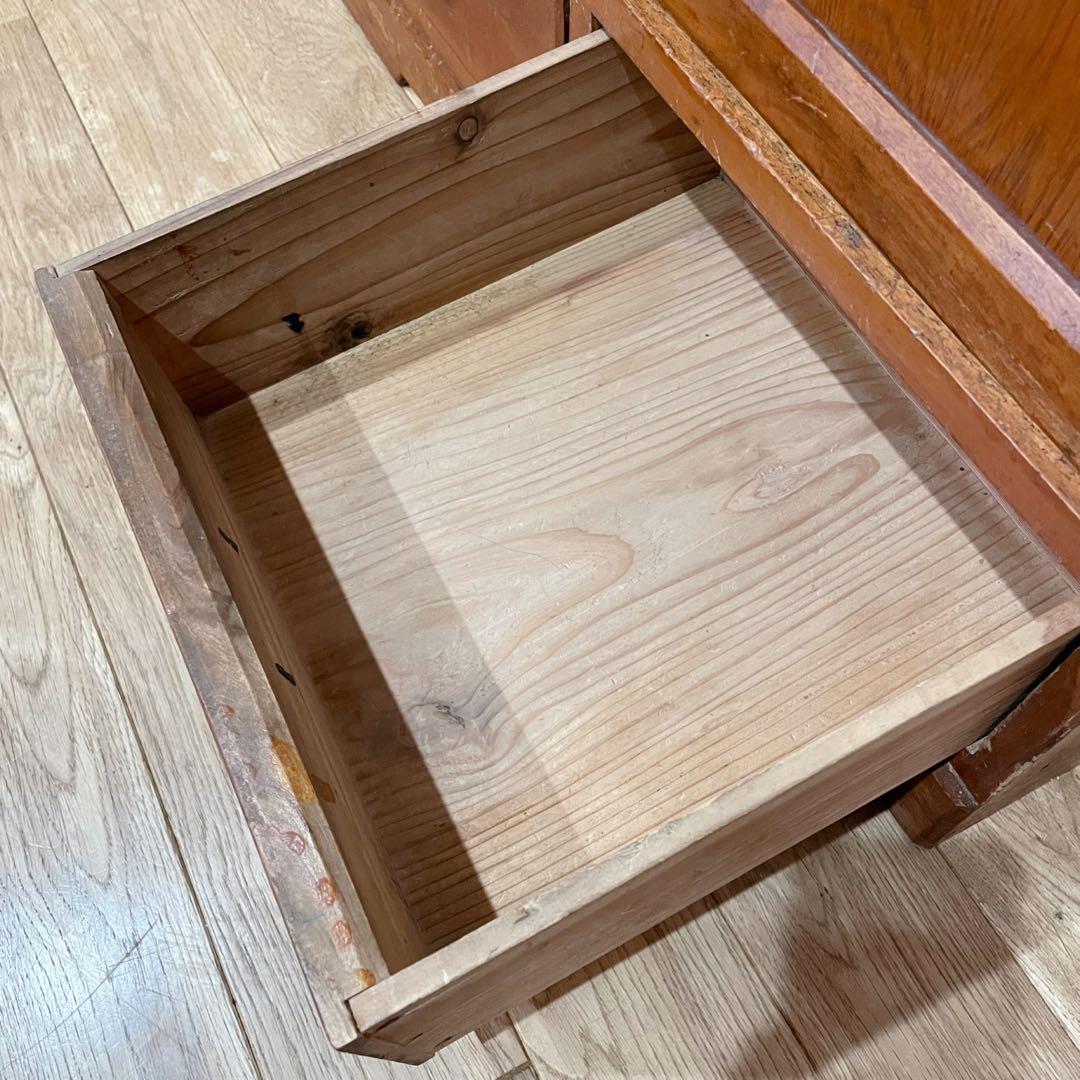 当時物　昭和レトロ　本棚　ガラス棚　ダイヤガラス　木製　アンティーク　無垢