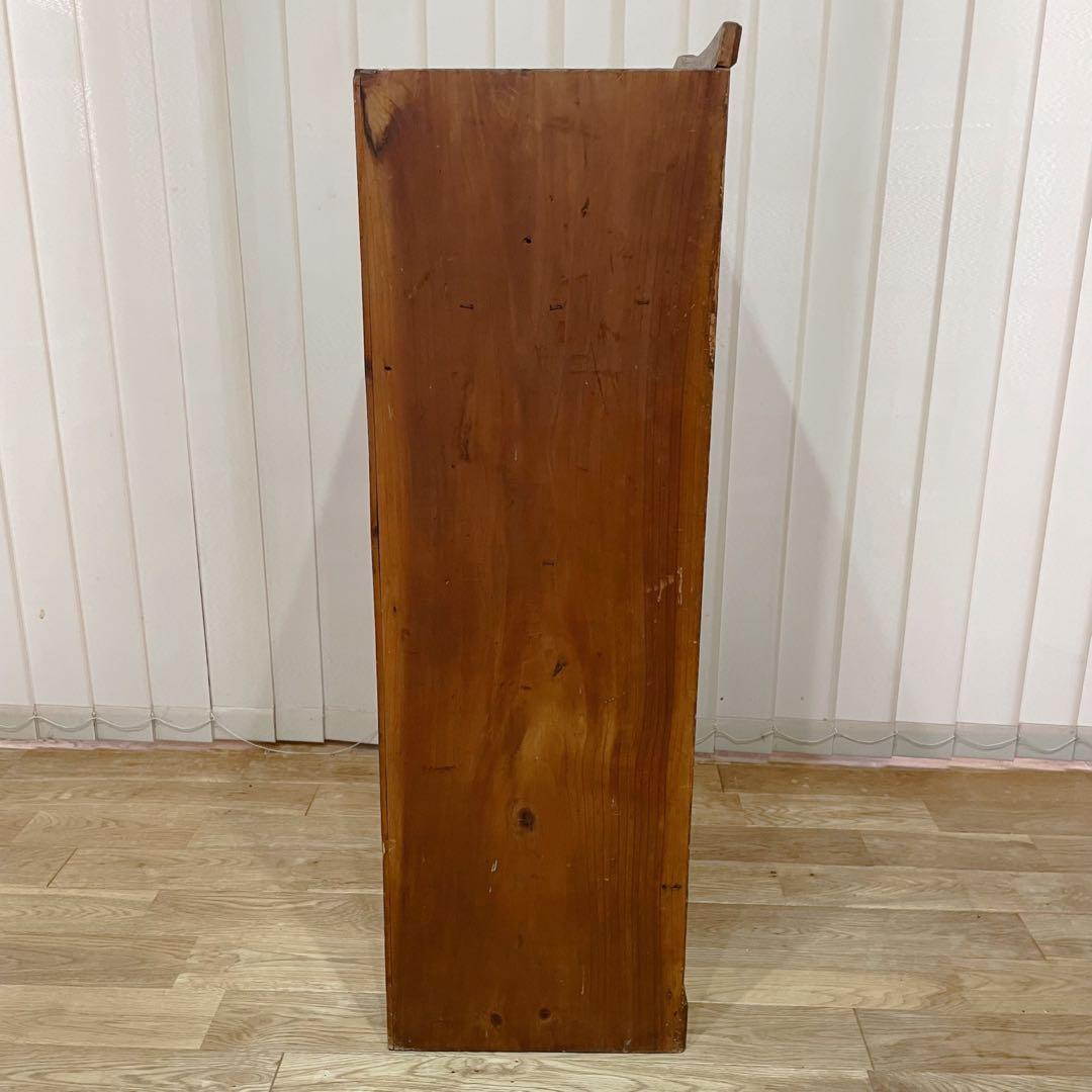 当時物　昭和レトロ　本棚　ガラス棚　ダイヤガラス　木製　アンティーク　無垢