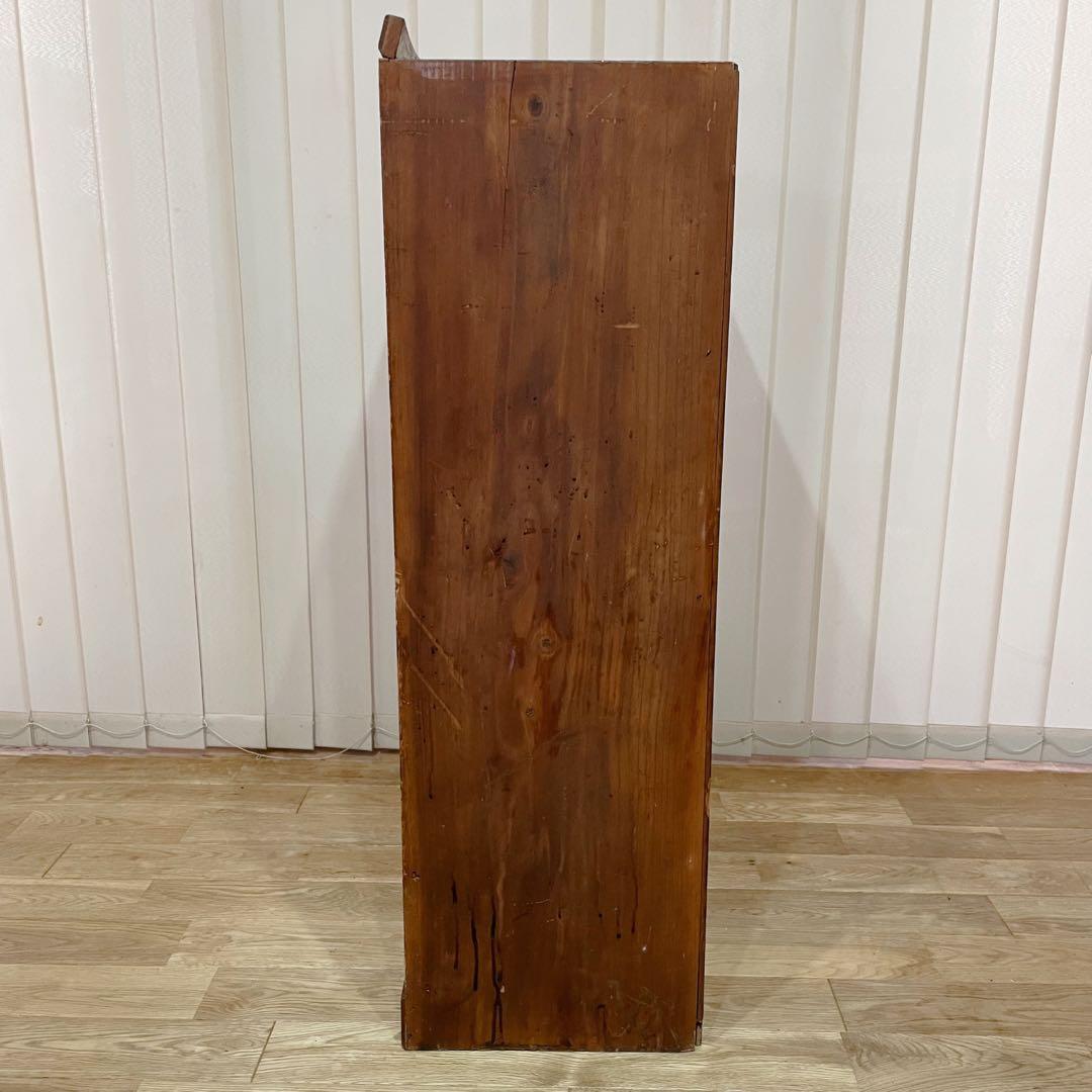 当時物　昭和レトロ　本棚　ガラス棚　ダイヤガラス　木製　アンティーク　無垢