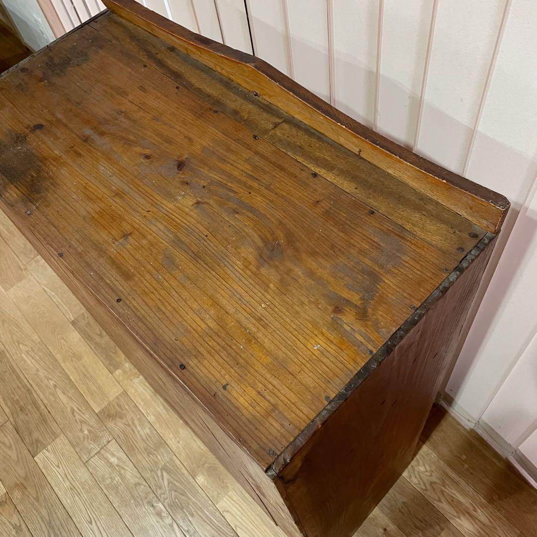 当時物　昭和レトロ　本棚　ガラス棚　ダイヤガラス　木製　アンティーク　無垢