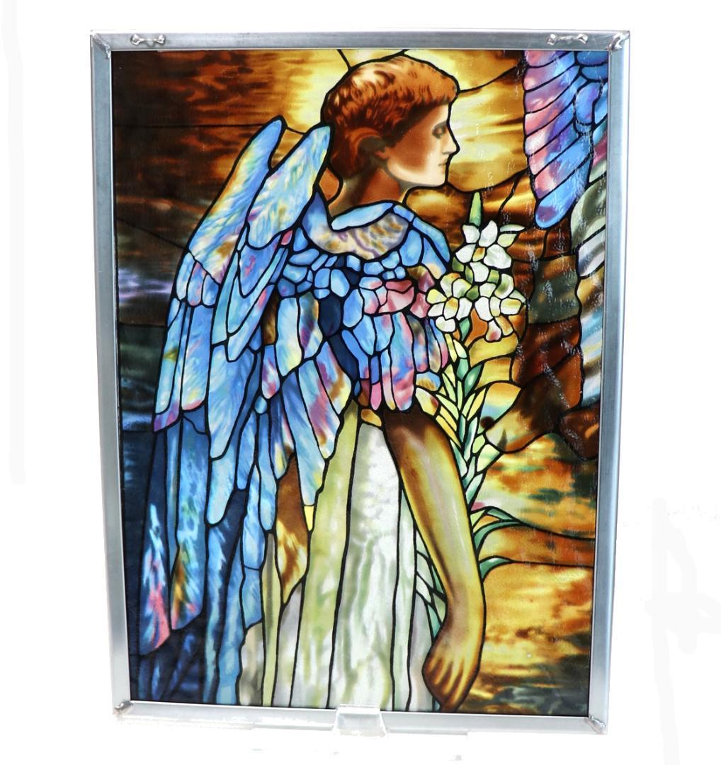 ルイス・C・ティファニー 大型 ヴィンテージステンドグラス 光の復活の天使 教会