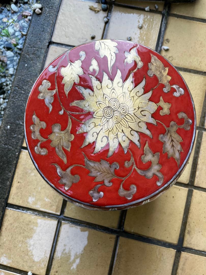 超希少　有田焼　高峰作　陶器製　庭椅子　アンティーク