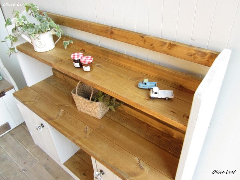 サイズオーダー可！●２扉ローキャビネット●無垢材シャビーホワイト●受注製作