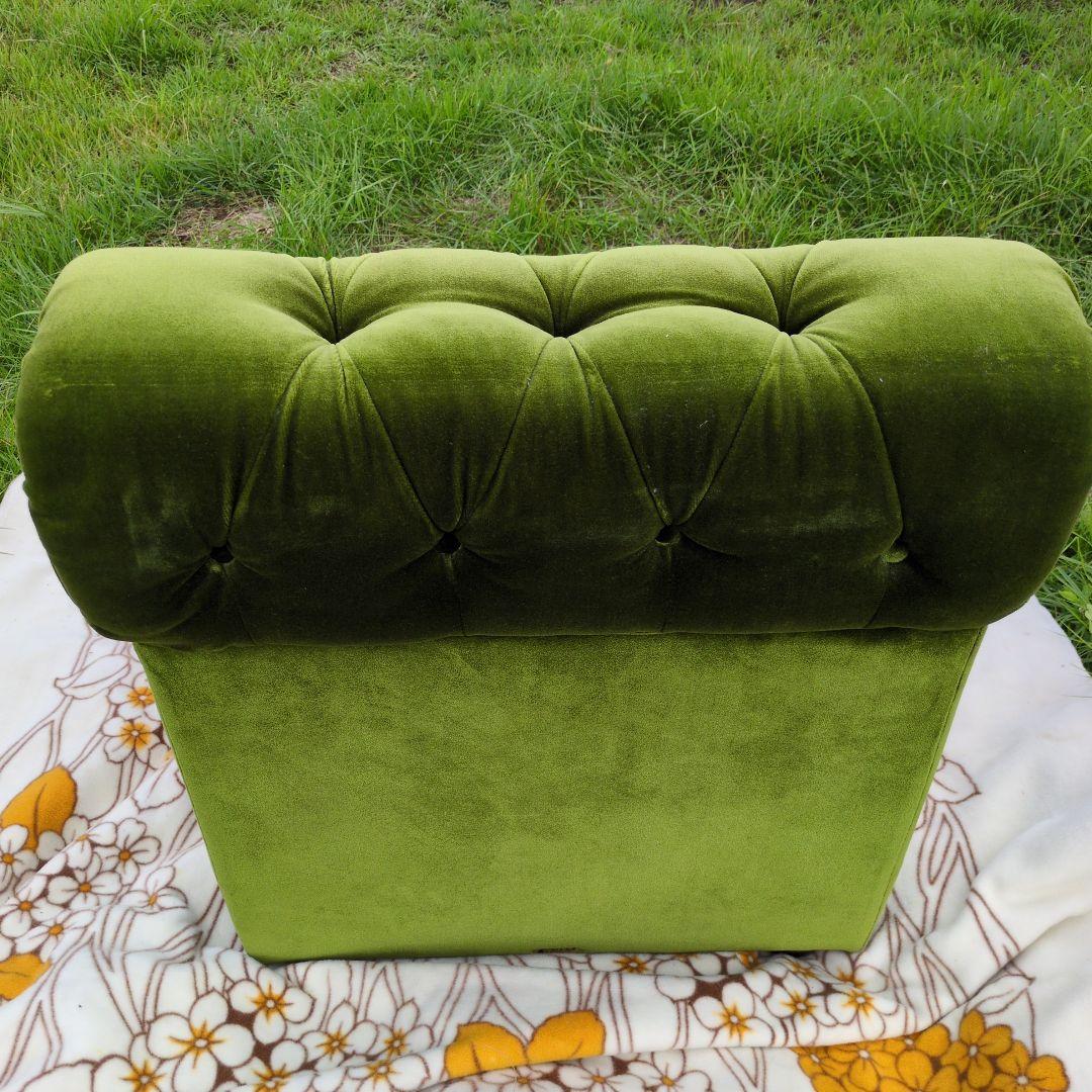 昭和レトロ オールド カリモク グリーン モケット 1人掛け ソファ④ベルベット
