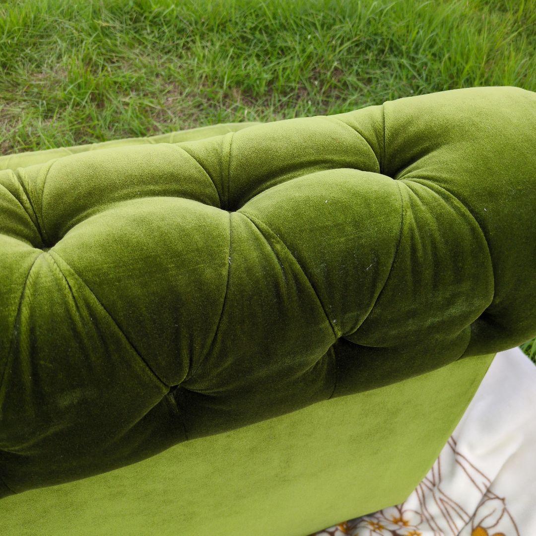昭和レトロ オールド カリモク グリーン モケット 1人掛け ソファ④ベルベット