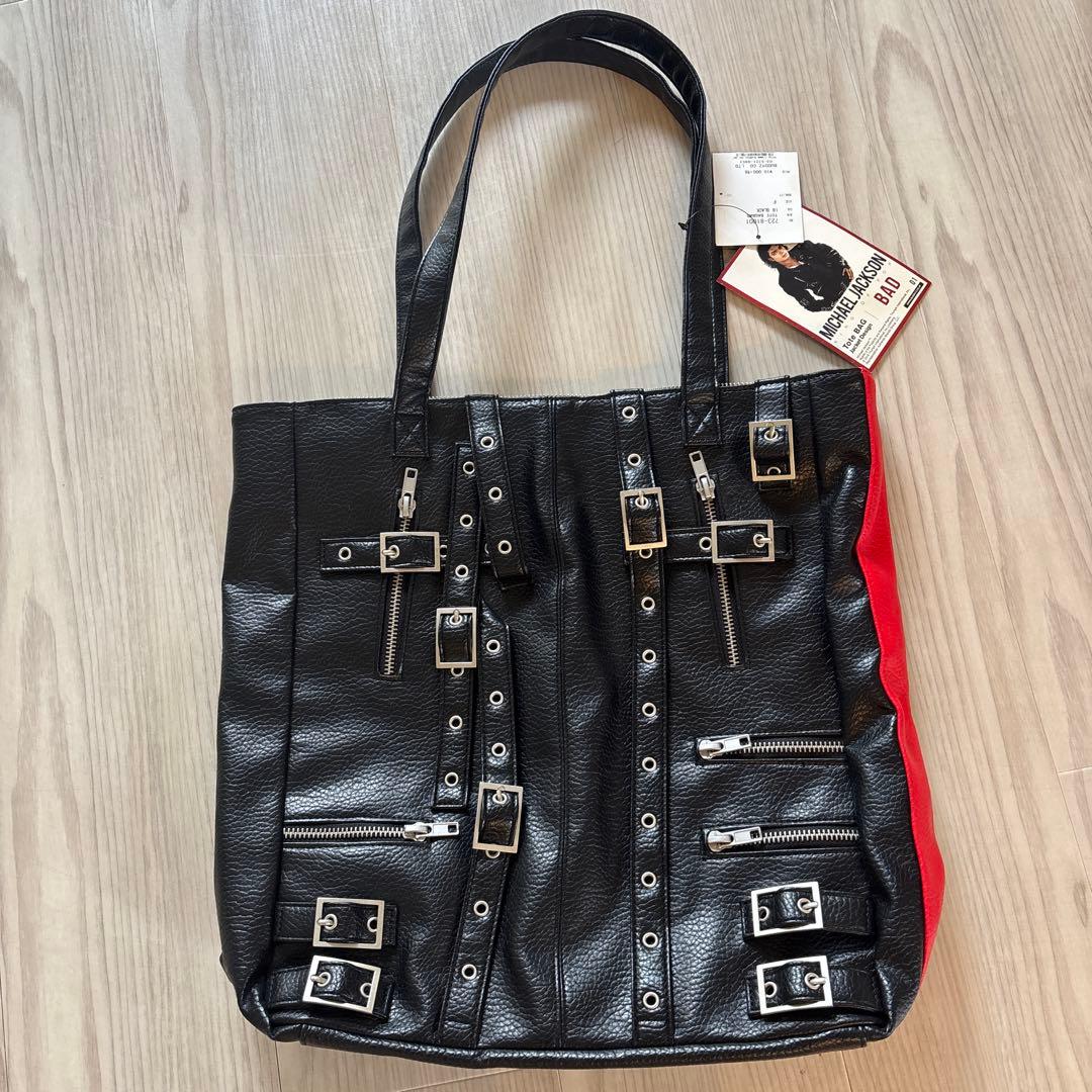 マイケル・ジャクソン BAD トートバッグ 黒/赤 新品タグ付き - メルカリ