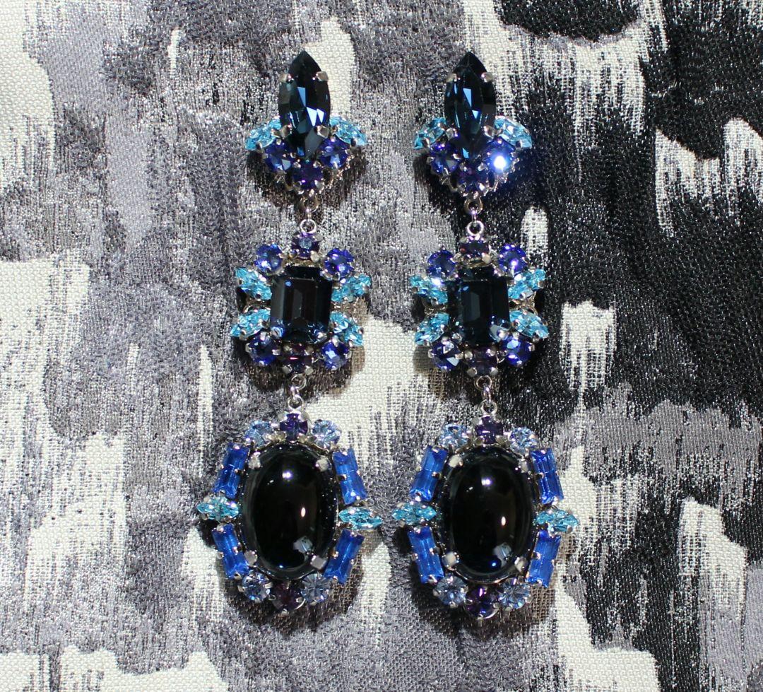 ヴィンテージスワロフスキー ネイビー ブルー キラキラ 大人アクセサリー