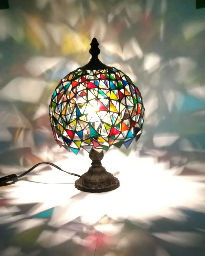 ステンドグラスランプステンドガラス2重シェードテーブルランプベッドサイドランプ