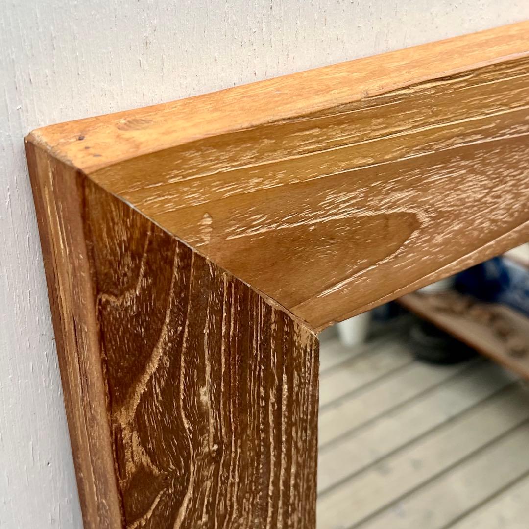 オールドチークの姿見鏡 130cm × 60cm 縦横 全身ミラー 木製フレーム