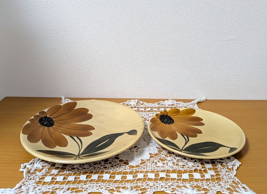 Gien ジアン Tournesol ひまわり プレート 大小 2枚ヴィンテージ