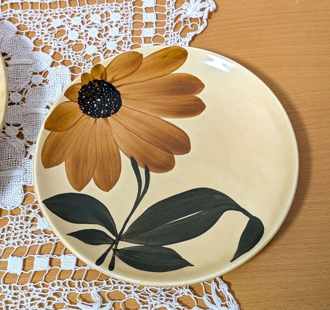 Gien ジアン Tournesol ひまわり プレート 大小 2枚ヴィンテージ