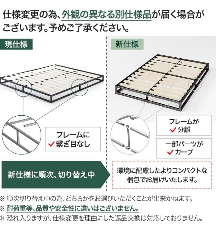 ZINUS メタル ベッドフレーム セミダブル 木製 すのこ 静音
