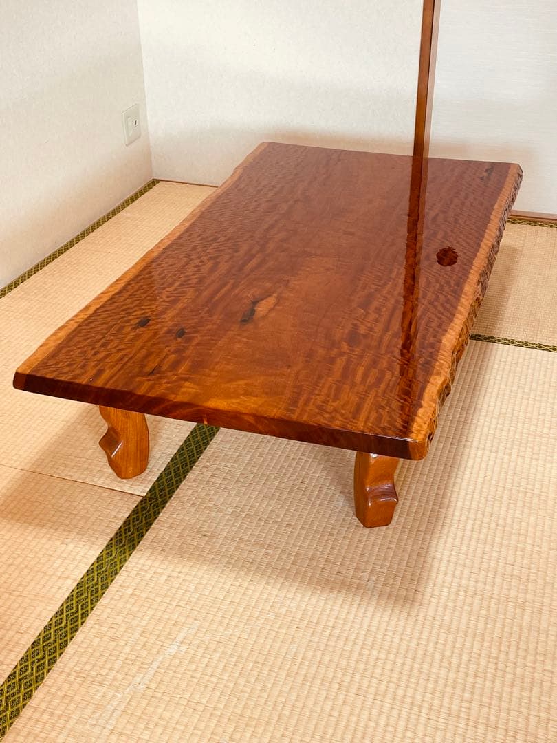 【送料込み】ブビンガ材 高級 一枚板 座卓 テーブル