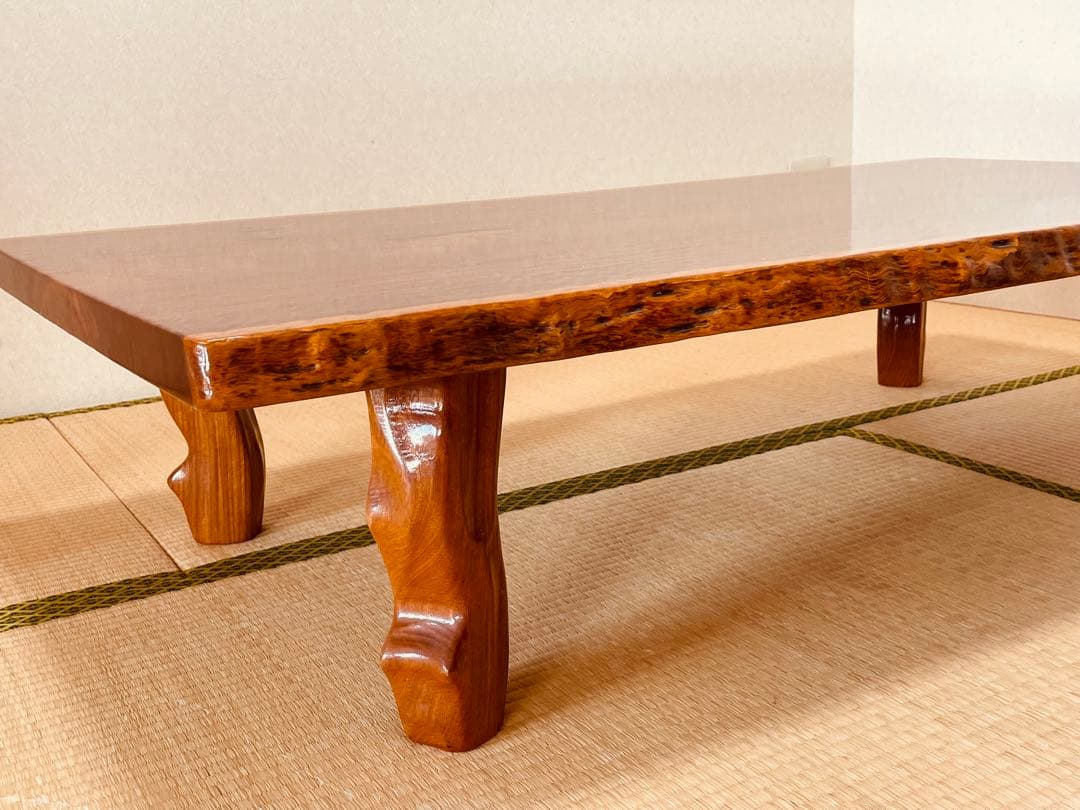 【送料込み】ブビンガ材 高級 一枚板 座卓 テーブル