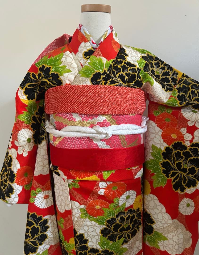 7歳　七五三　正絹着物　帯　帯揚げ　帯締め　しごき　セット