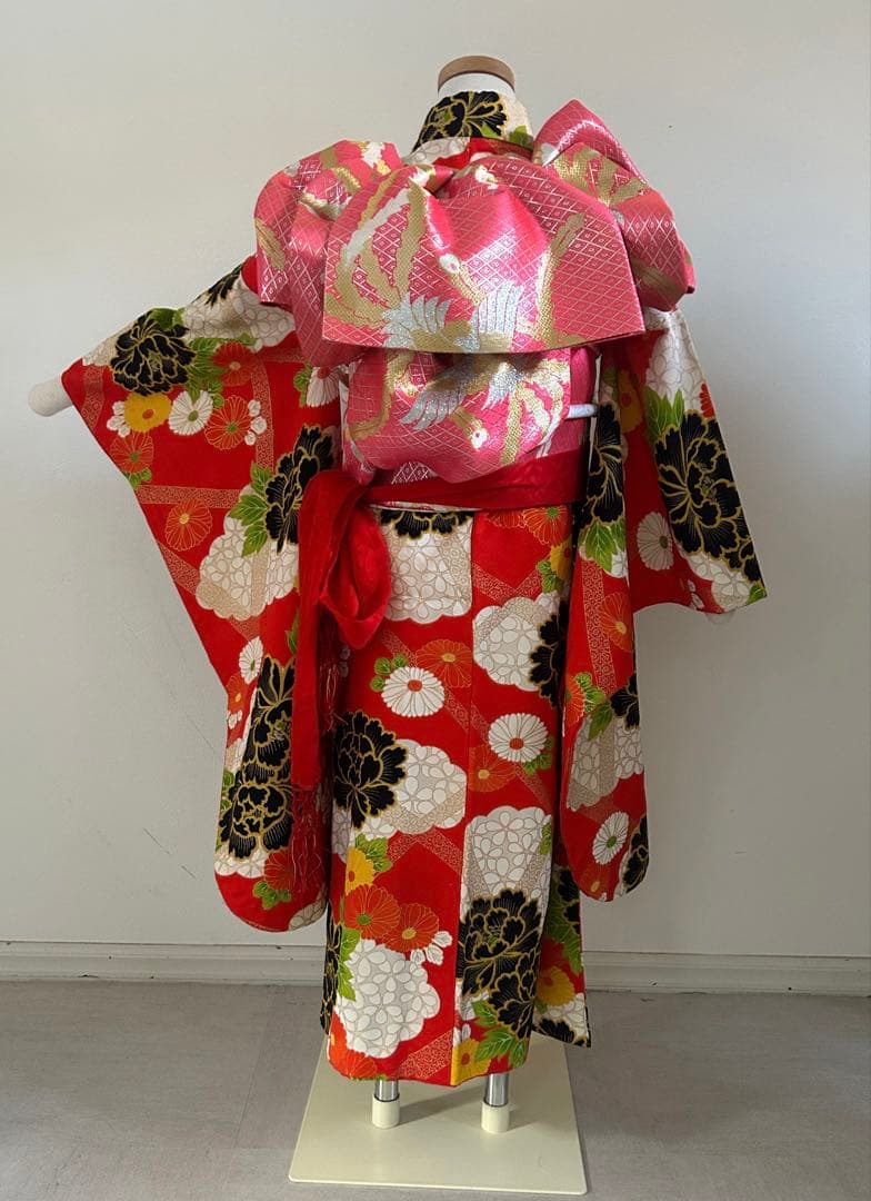 7歳　七五三　正絹着物　帯　帯揚げ　帯締め　しごき　セット