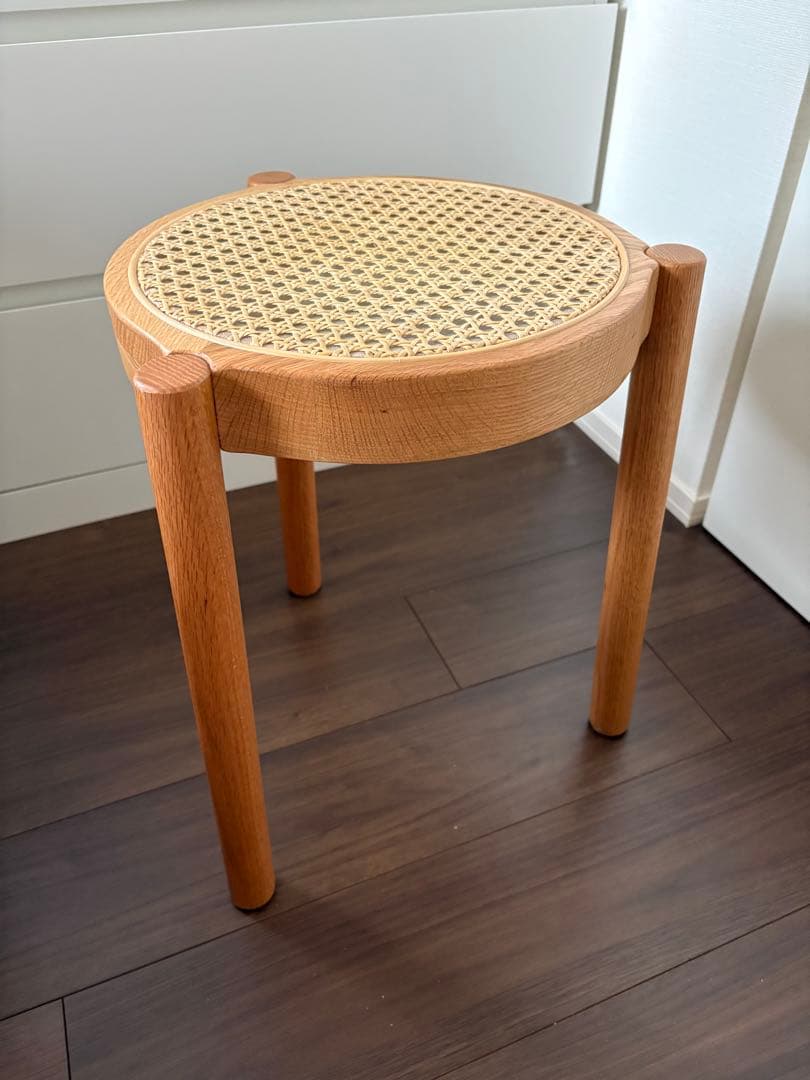 スツール 木製 スタッキング 幅38cm ラタン　2脚