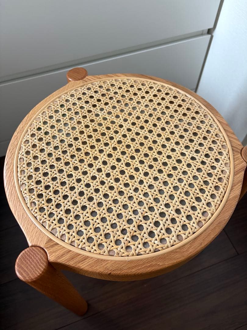 スツール 木製 スタッキング 幅38cm ラタン　2脚