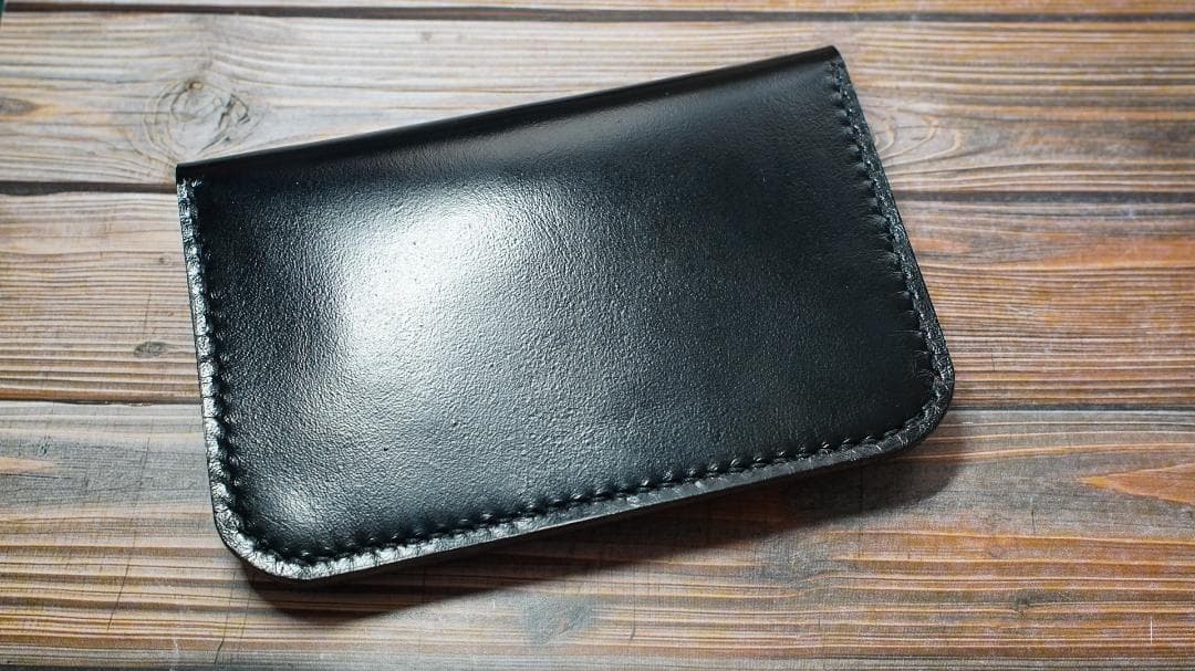 ミドルトラッカーウォレット 二層　馬革 茶芯ブラック　真鍮 トラッカーウォレット