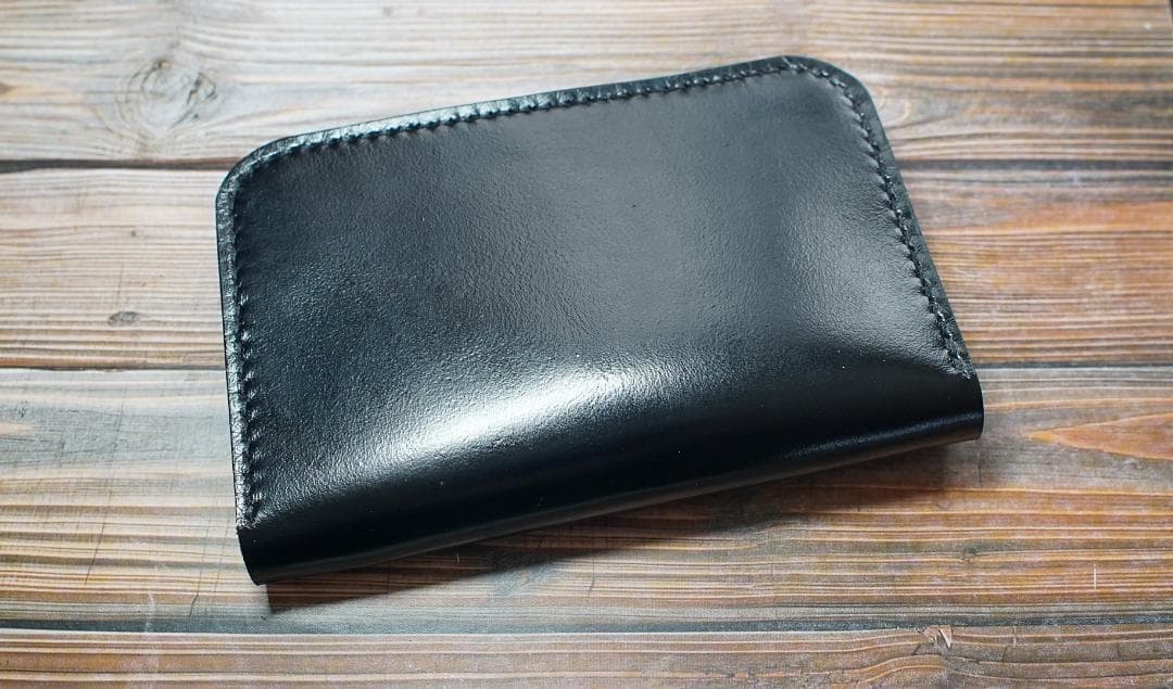 ミドルトラッカーウォレット 二層　馬革 茶芯ブラック　真鍮 トラッカーウォレット