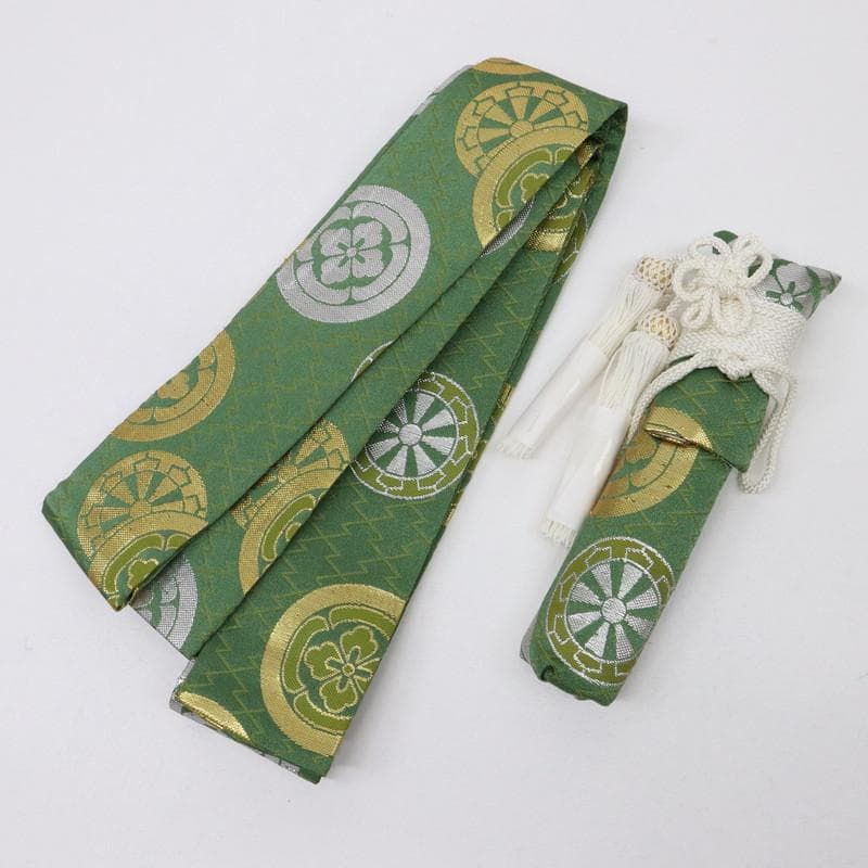 【七五三】5歳　男の子　袴/角帯/懐剣 3点セット　グリーン 子供袴 8Z24