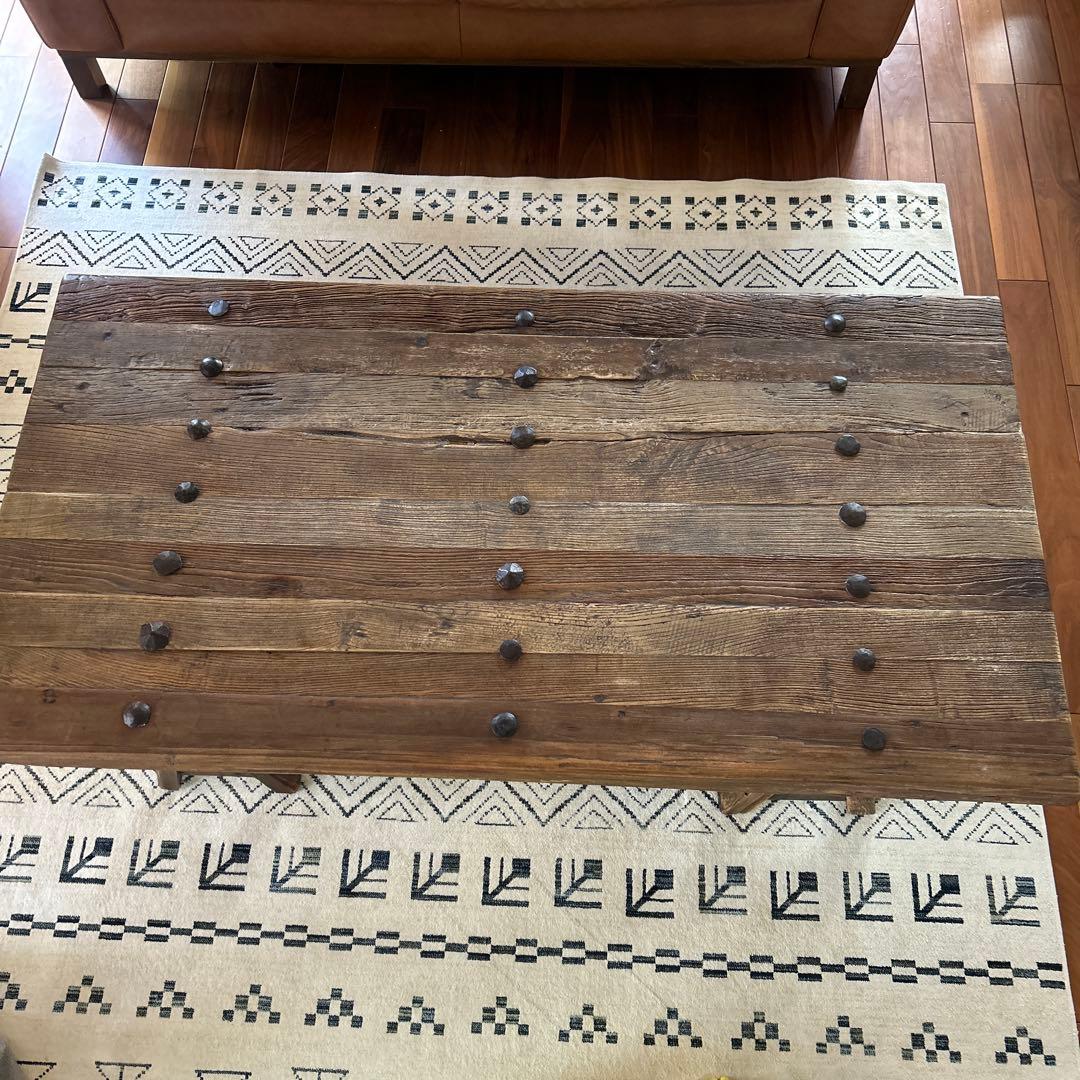 ローテーブル センターテーブル アンティーク風 木目 木 ヴィンテージ風 カフェ