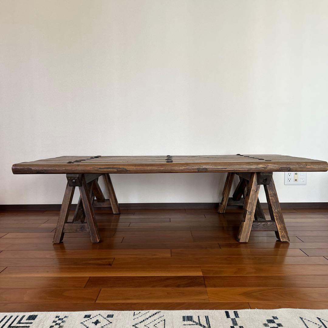 ローテーブル センターテーブル アンティーク風 木目 木 ヴィンテージ風 カフェ