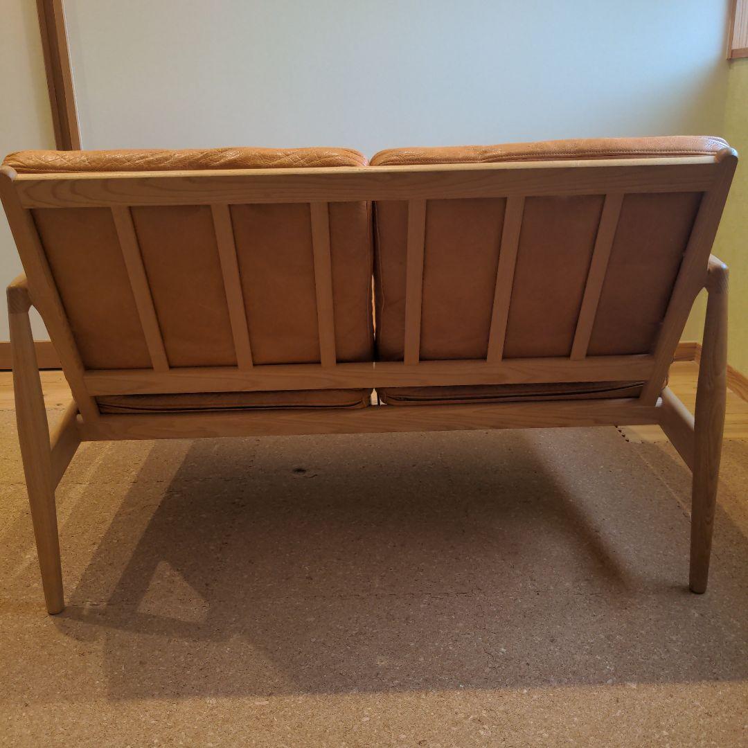 宮崎椅子製作所　ペーパーナイフソファ　２人掛け　 羽毛クッション