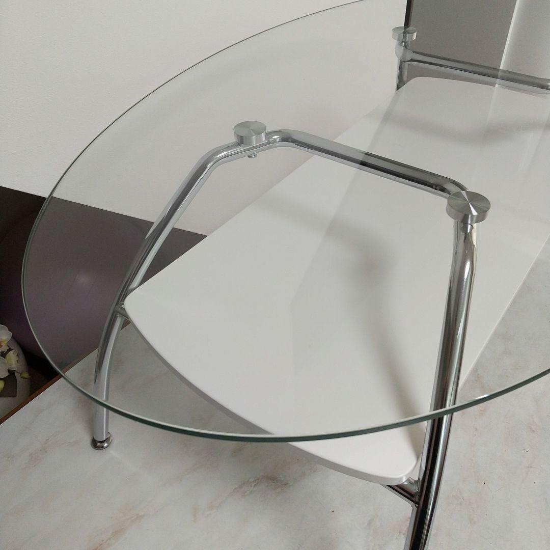 【 美品 】ニトリ 楕円形ガラスセンターテーブル