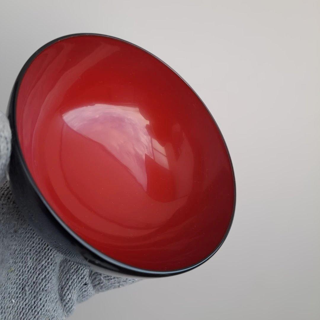 【輪島塗　布袋型\"汁椀×5客】布着本堅地　内朱　未使用品