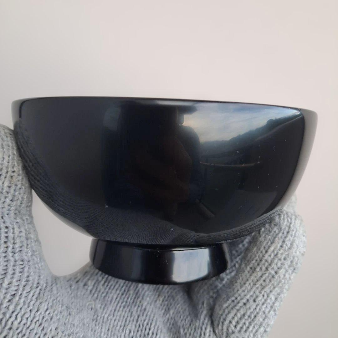 【輪島塗　布袋型\"汁椀×5客】布着本堅地　内朱　未使用品