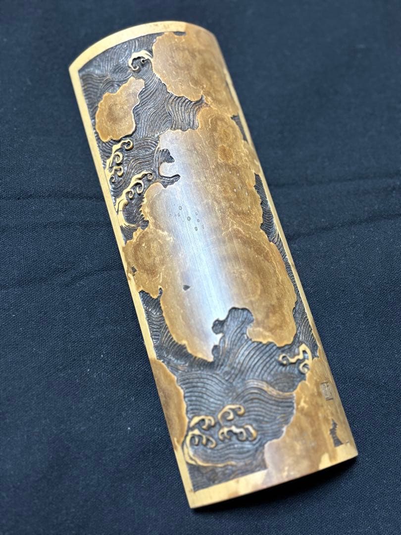 005茶則 煎茶 茶道具 茶合 仙媒 中国茶 日本茶 竹製彫刻 波 千波 竹工芸