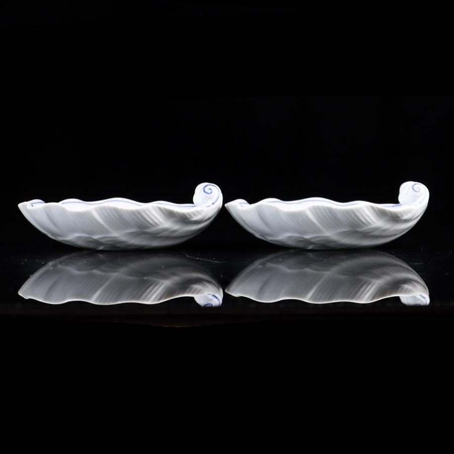 Y3309-5 マイセン ブルーオニオン シェル型ディッシュ 2枚セット CC